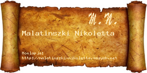 Malatinszki Nikoletta névjegykártya